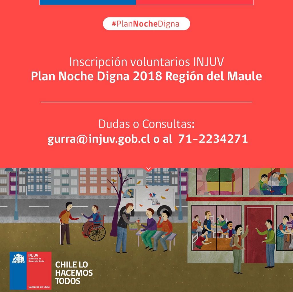 MDSMaule's tweet photo. ⚠️Atención ¿Quieres participar como voluntario e ir en ayuda de las personas en situación de calle? Estamos buscando jóvenes en Talca y Curicó que apoyen la ejecución del #PlanNocheDigna. Regístrate en el siguiente link 👉 https://t.co/S2RHmZKESa #ChileLoHacemosTodos 🇨🇱️💪 https://t.co/FMJryha6Fe
