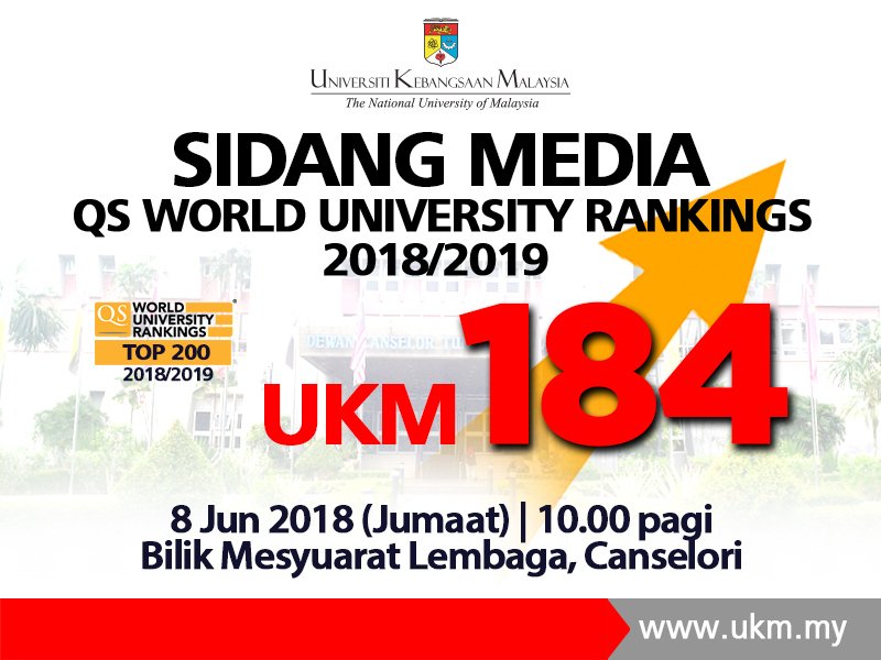 #UKMLive Sidang Media QS World University Rankings pada 10.00 pagi hari ini di FB Rasmi UKM.

#TahniahUKM
#QSWorldUniversityRanking
#UKMMenjuarai
#iloveukm