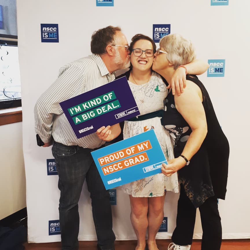 atlasjude's tweet photo. Map school graduation this week meant map dress ✔ goodbye-for-now hugs ✔ delirious laughter ✔ + happy family hugs. Also, sleep, finally. #nsccgrad #cogs2018 #maps https://t.co/BR5Oz2Ydml