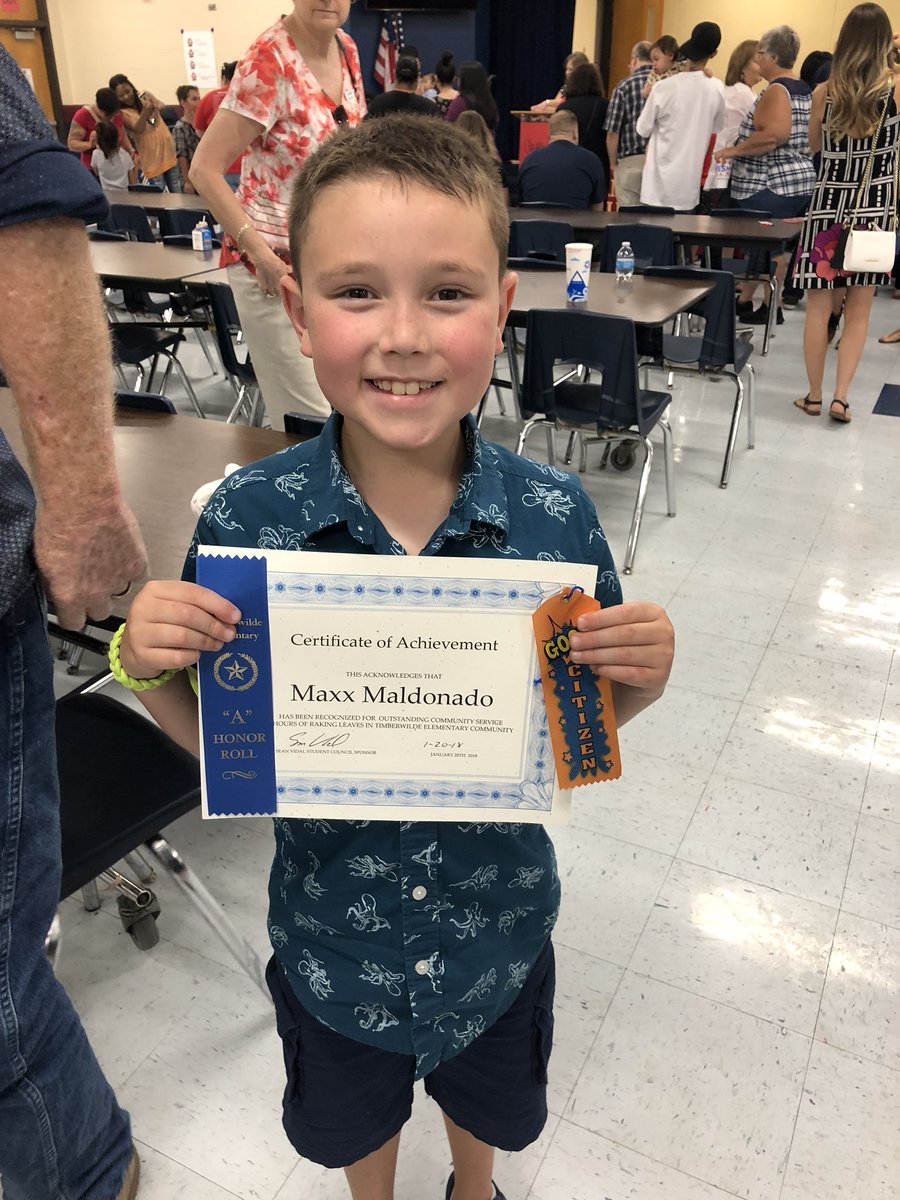 DyslexicNinja26's tweet photo. This guy got A Honor Roll all year, Super Citizen, AND an award for community service for raking leaves in the neighborhood around @NISDTimberwilde! I’m so proud of him! #nextstop3rdgrade @wtiemann @TimberGT1 @Laura2Lewis @NISD https://t.co/CiZUhkZTQd