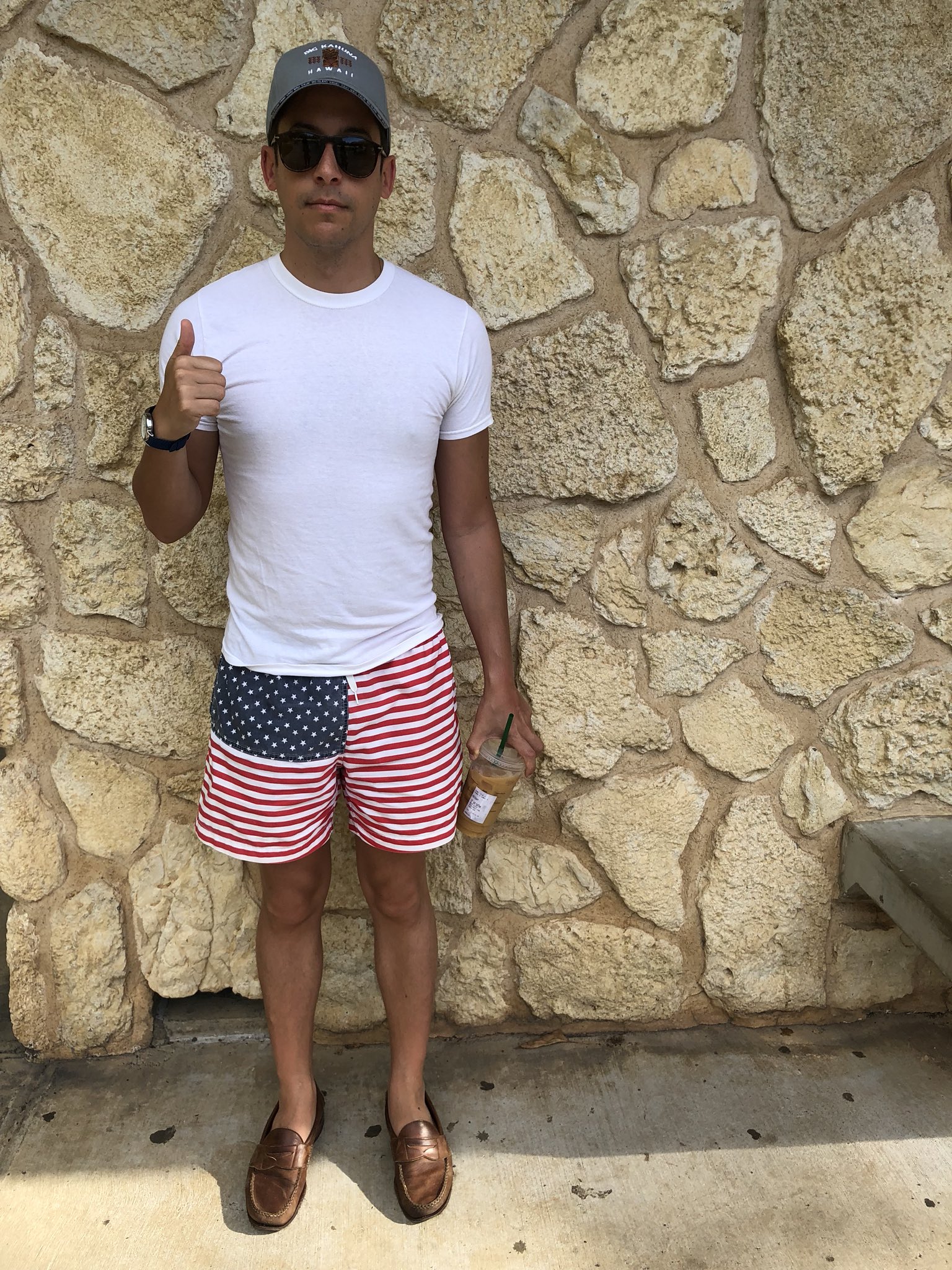 Michael Knowles on Twitter: "Sockless loafers? ✔️ Iced Coffee? ✔️ Star-spangled bathing suit? ✔️ Ready to hike up Diamond #BigKahuna https://t.co/dPt3pYWQA0" / Twitter