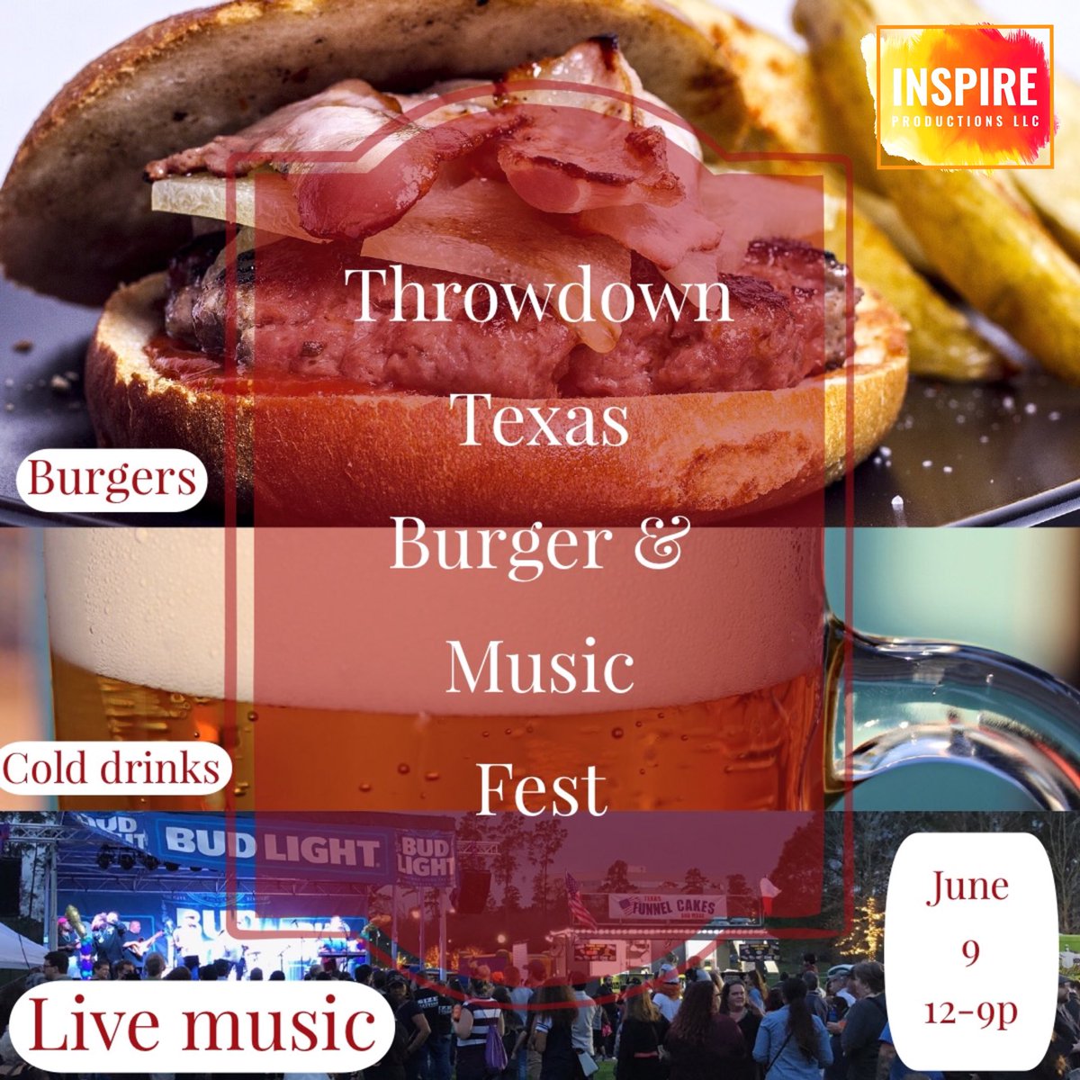 inspireprd's tweet photo. 🚨This weekend 🍔🍻🎶
3rd Annual Throwdown Texas Burger and Music Fest 12-9pm Town Green Park🎟https://t.co/sf7rmmd7WC https://t.co/8t205tYMay