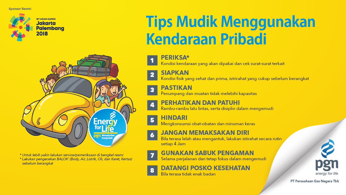 jargas_pgn's tweet image. Supaya nyaman selama perjalanan mudik menggunakan kendaraan pribadi, simak dulu tips mudik berikut
#tipsmudik #MudikNyaman2018