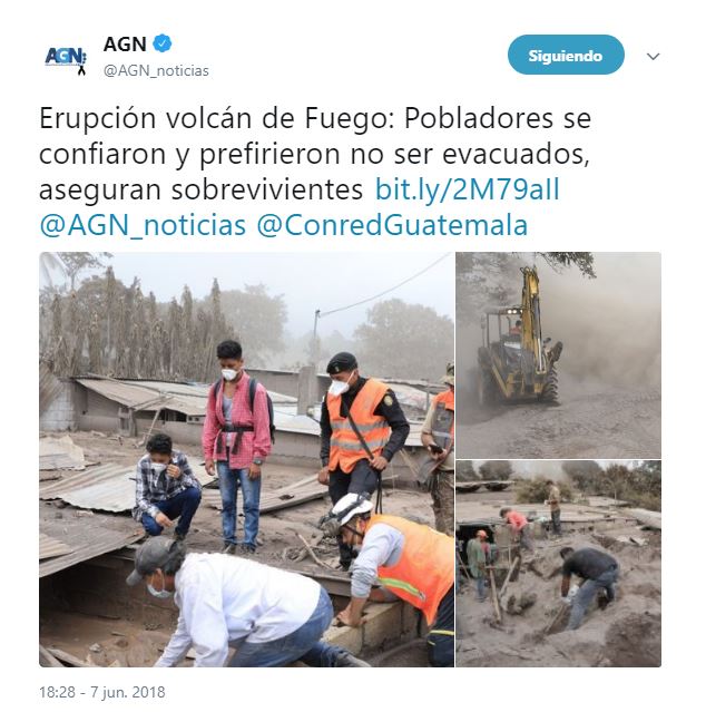 Mynor_Toc's tweet photo. Con este tipo de información de la AGN, el Gobierno de @jimmymoralesgt justifica la falta de acción de @ConredGuatemala y culpa a la población por la #TragediaVolcán https://t.co/uMxDnXIwzw