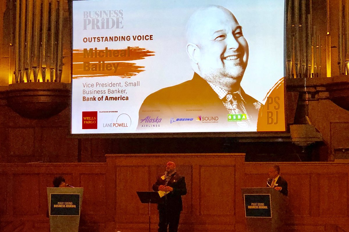 Kerri_Schroeder's tweet photo. Congratulations to @BankofAmerica Small Business Banker @mbailey1998 for being named an @PSBJ Outstanding Voice!  You make US proud, Micheal!  #PSBJPride https://t.co/mrDvBfvQiv