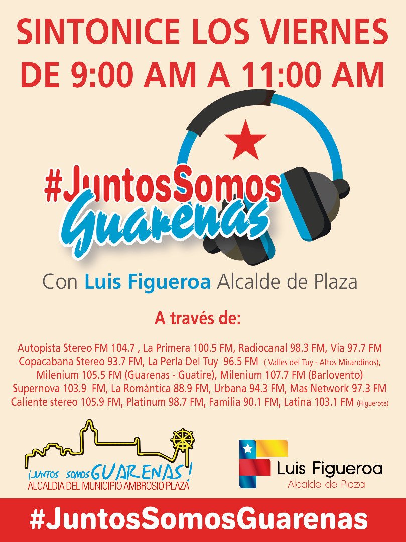 Recuerda! La cita son todos los viernes con @luiscarPSUV en su programa radial #JuntosSomosGuarenas ¡COMPARTE!