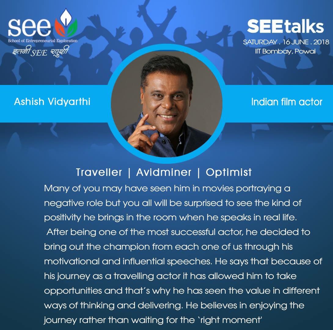 BrownieHogger's tweet photo. Ashish Vidyarthi, speaker at #SEEtalks believes in enjoying the #journey and living to the fullest. Come join us to be part of this amazing journey.
Register here: https://t.co/ao7TtGCniA
#SEEtalks2018 #ItniSEEkhushi #Talk #Speaker https://t.co/h8olk8GFcU