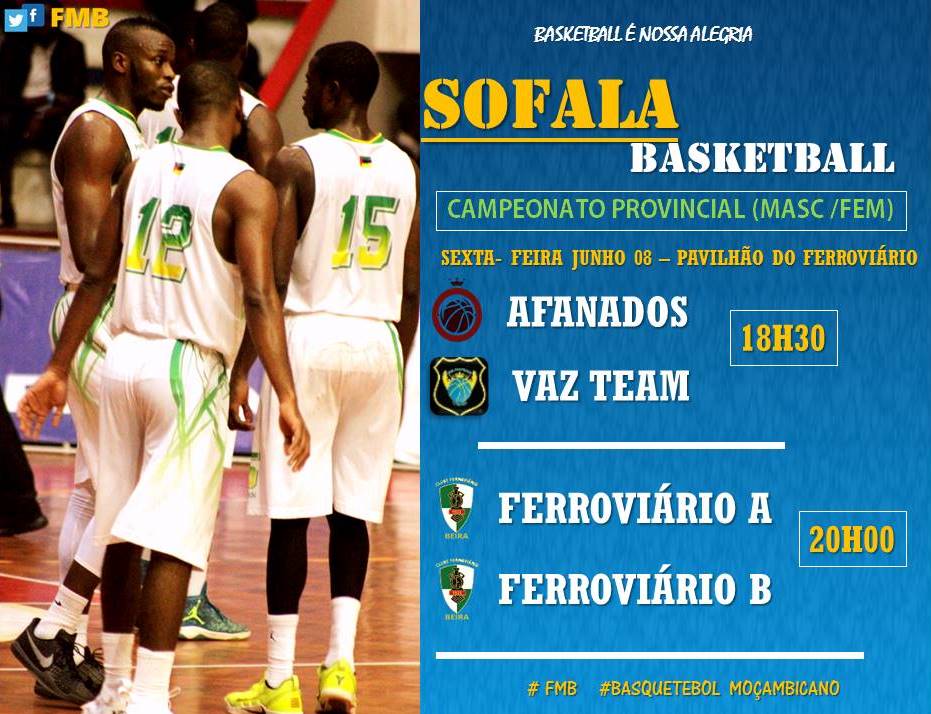 Femba18's tweet photo. Sofala Basketball- Campeonato Provincial

Jogos agendado para hoje a noite na cidade da Beira, sexta-feira 08 de Junho

#Fiba
#Fmbasquetebol
#Sofalabasketbol
#basquetebolmoçambicano https://t.co/T43toYtbvS