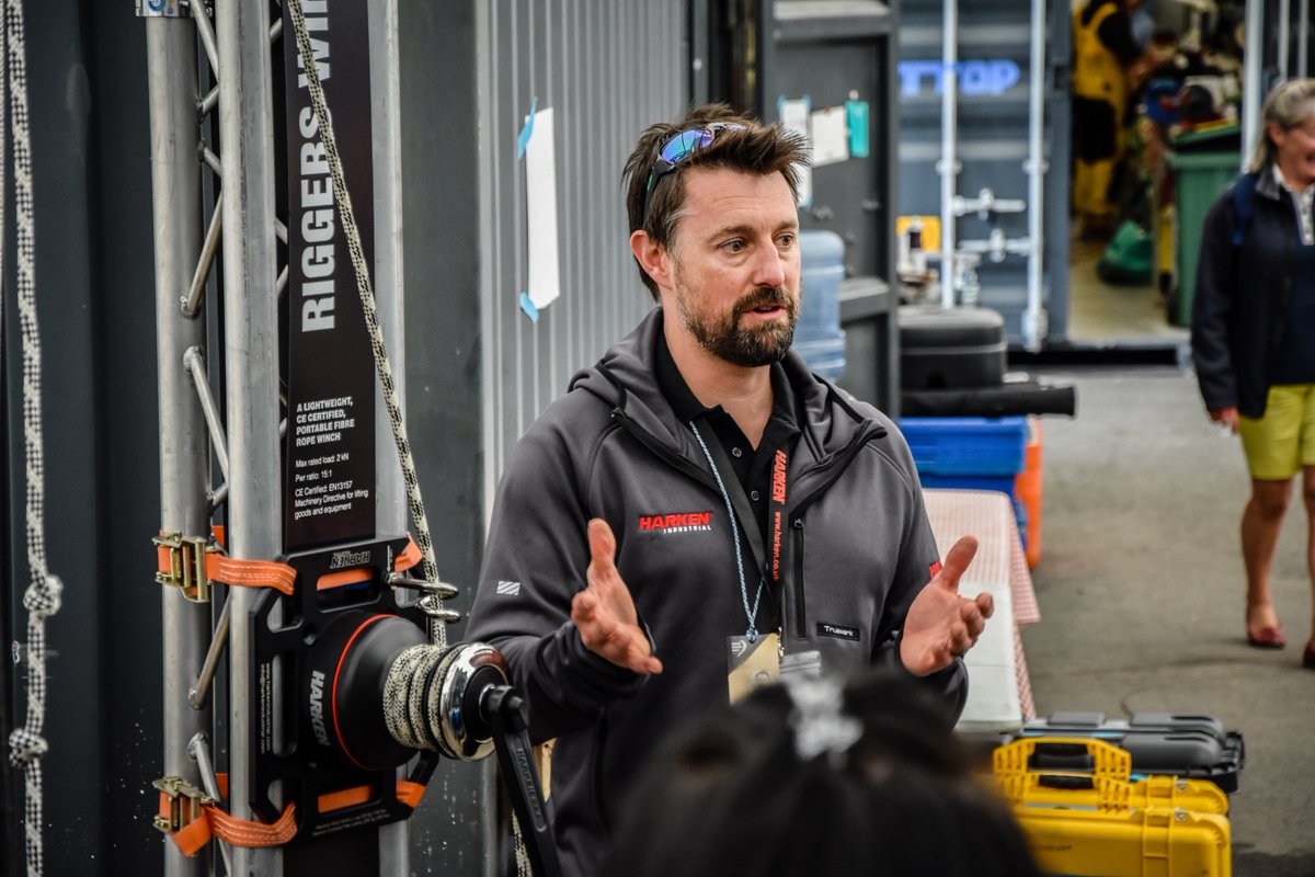 Guy from @HarkenIND talking to our VIP's in the <a href="/volvooceanrace/">Volvo Ocean Race</a> Boatyard this morning #HarkenIndustrial #volvooceanrace #harkenatthefront photo by <a href="/HCMedia1/">Greenstone Creative</a>