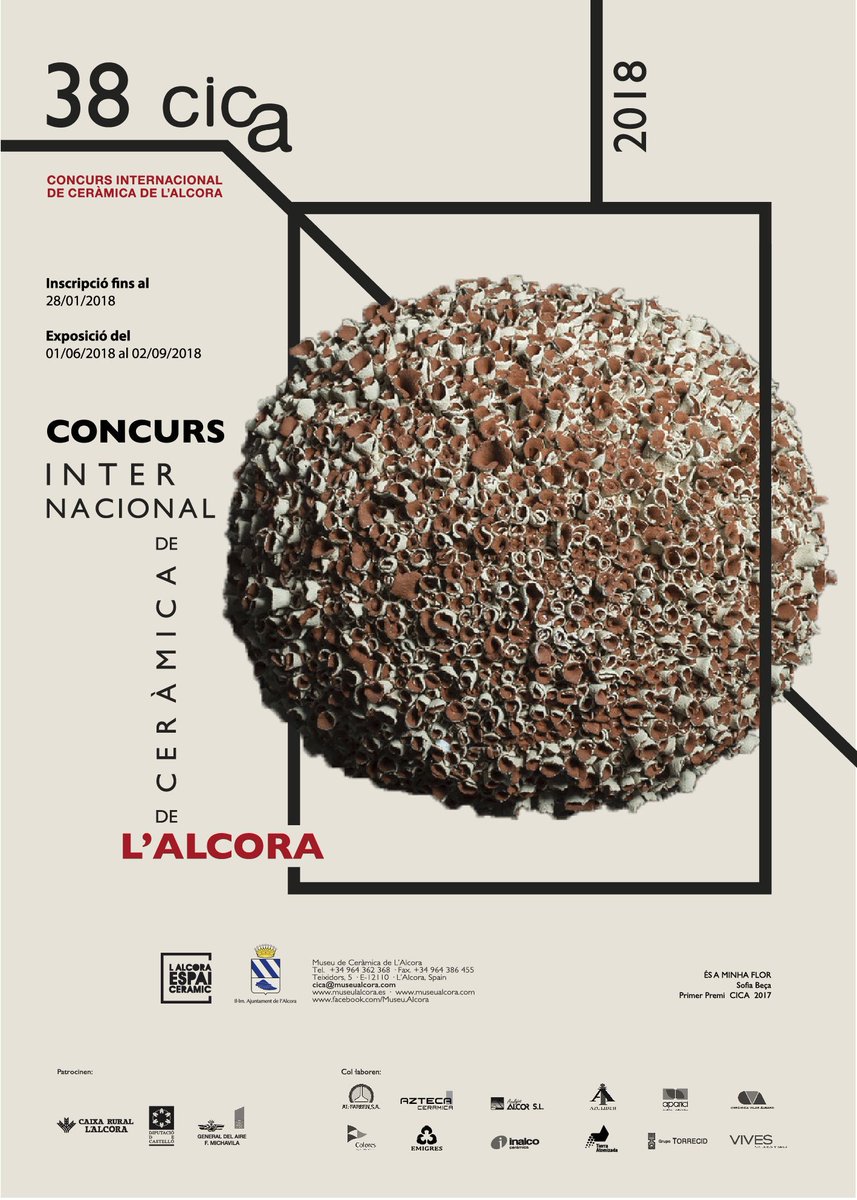 Azuliber's tweet photo. 🎟️ | Esta vesprada tenim una cita al @MuseudeCeramica. Assistirem a la inauguració de l'exposició i entrega dels premis del 38é Concurs Internacional de Ceràmica de l'Alcora #CICA2018. Us apunteu?

📅  Divendres 8 de juny
🕗  20.00 hores
📍 Museu de Ceràmica de L'Alcora https://t.co/hs4Dsp11Kp