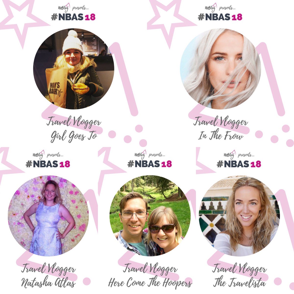 Now the #TravelVloggers and Youtubers. Who else loves watching their adventures? I know we do! #Wanderlust

Congrats to @GirlGoesTo1 @inthefrow @NatashaAtlas_ @hcthehoopers @travelistajess 

@RealMAG_O helped us judge this category. :-)

#NBAs18 #WeBlogNorth