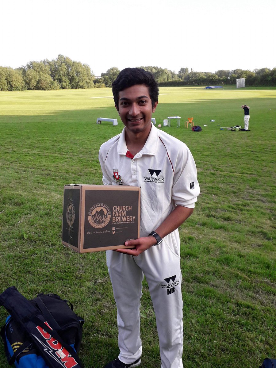 UoWMCC's tweet photo. Your 4th XI @ChurchFarmBrew MOTM is once again Nikhil Bolar, his 59* allowed #YouFours to bat the 50 and gave the bowlers something to defend #Batted #TeamWarwick https://t.co/ugv8mPIapw