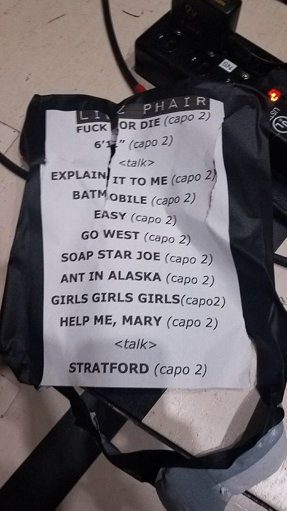 HerbertGambill's tweet photo. Liz Phair set list from her show @NationalSawdust tonite. (Photo by Heather Wagner) #nfest @filmwaxradio https://t.co/eMKvQSHBJK