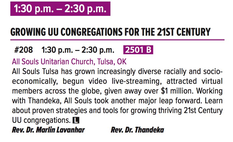 RevThandeka's tweet photo. Thursday, June 21, Kansas City.
With @AllSoulsTulsa  and @RevMarlin
From this year's General Assembly program.

#UUA #GA2018 https://t.co/wPduESw57h