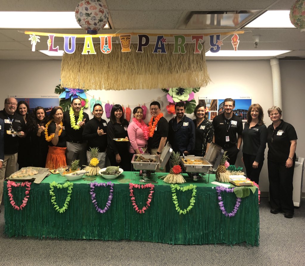 Celebrating summer at The San Francisco Inflight Training Center with a wonderful Hawaiian Luau. #SFOTK #SFOInflightTraining #UAIFSbaseSFO #UAIFSbaseLAX @weareunited #WinAsOneUnited