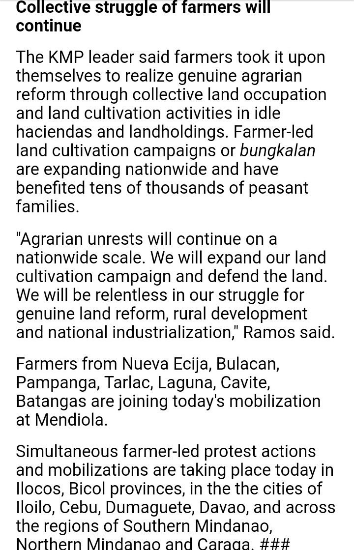 Duterte's tyranny will be met with nationwide agrarian unrest 

#GenuineLandReformNow #StopKillingFarmers 
#LandToTheTillers
