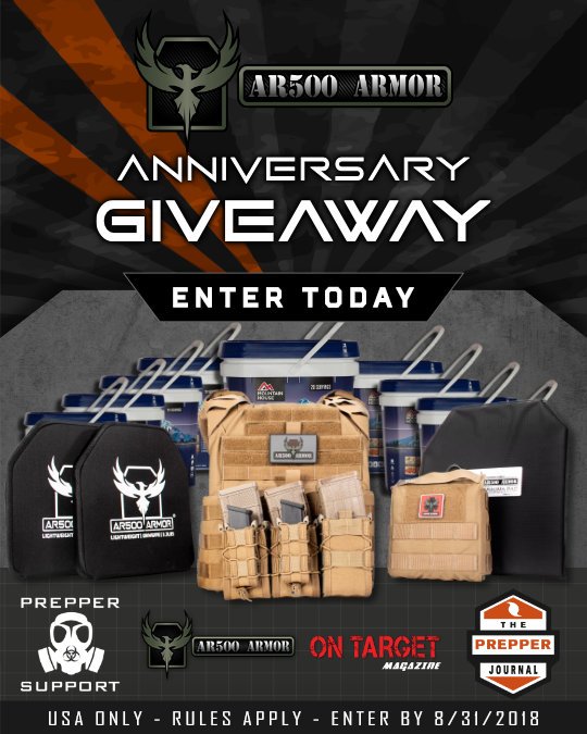 PrepperSupport's tweet photo. Enter to win the AR500 Armor Anniversary Giveaway! Free to enter. USA Only. https://t.co/ObI0lC4eZD https://t.co/rRlAWTCTtR