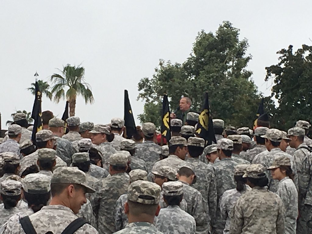 deangeloscience's tweet photo. Principal Michael Rhodes addresses cadets after morning formation at CMI. Last formation with our beloved Principal! Mr. Rhodes, you will be greatly missed!!!!! @CMIPerris @puhsd @RCOE https://t.co/GlBYmJQlVF