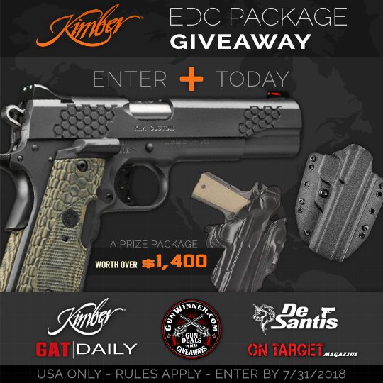 GunWinner's tweet image. Enter to win the Kimber EDC Package Giveaway! Free to enter. USA Only. 21yrs and over. Rules Apply. Enter Here: eql.us/zjs