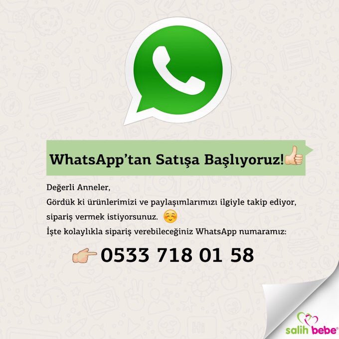 salihbebe's tweet photo. Salih Bebe'de sipariş vermek artık çok daha kolay 🎊 Ürünlerimiz hakkında bilgi edinmek ve sipariş vermek için 05337180158 
https://t.co/U5QfQsi2yE
#salihbebe #miniplusbaby #premium #whatsapp #sipariş #takip #ücretsizkargo #anne #bebek #baby #kampanya #fırsat #paket https://t.co/ZG7sHAw1Js
