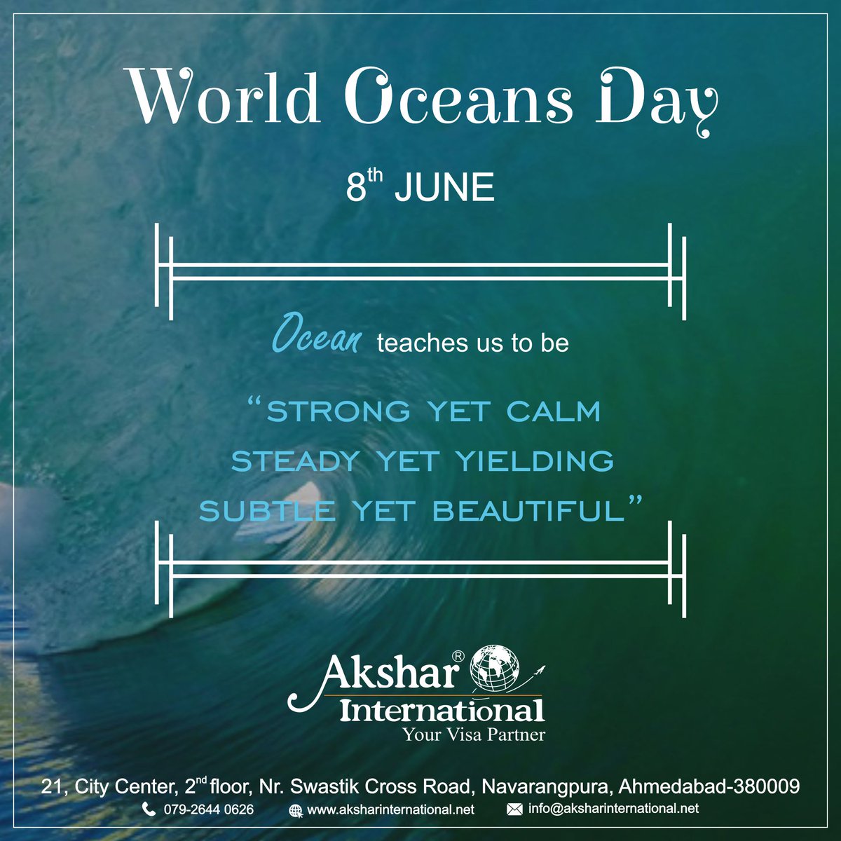 AksharInternat3's tweet photo. #worldoceanday2018 #WorldOceanDay #ocean #dreamhigh #thinkbig #workhard #ocean #steady #calm #like #comment #share #follow #likeforlike #cleanwater #oceanlover #naturelovers #beautiful #beautifulview #subtle #study #studyabroad #Visa #visapartner #USA #canada https://t.co/xpqWjRGYN0