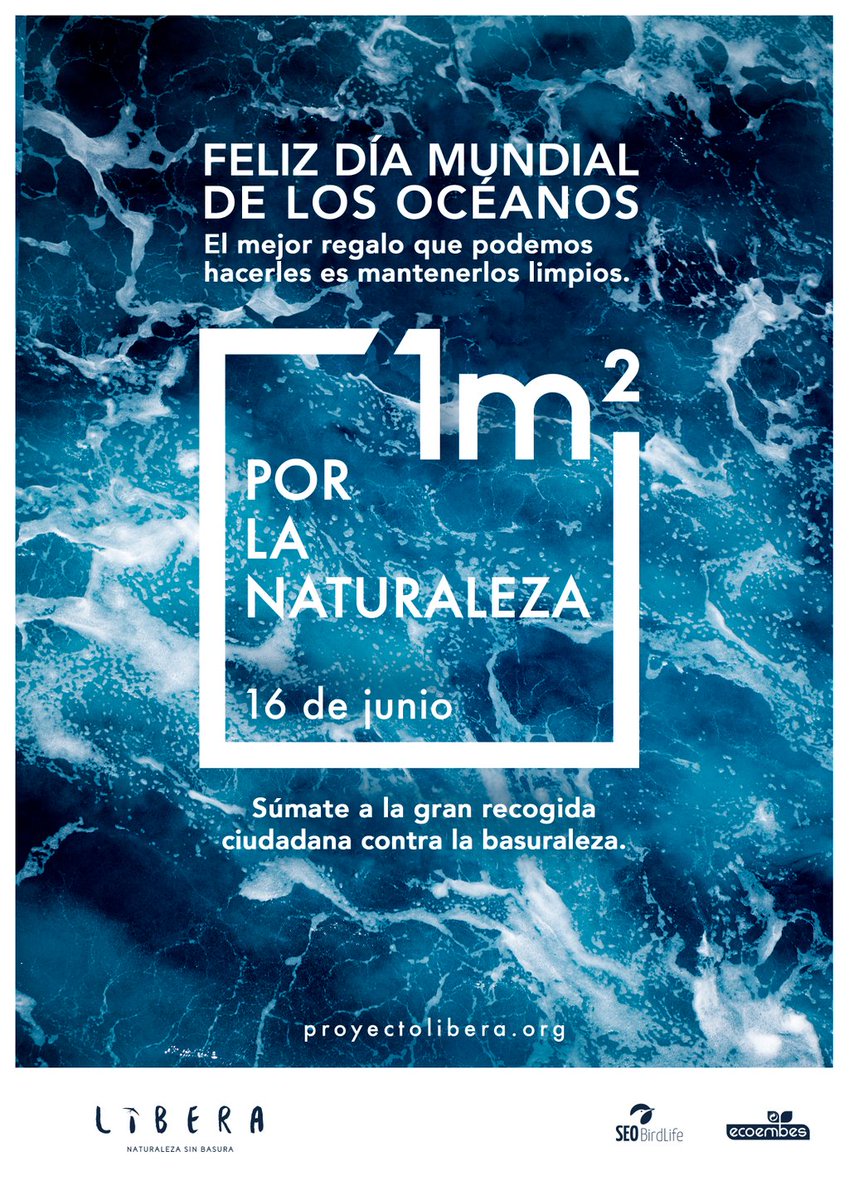 SEO_BirdLife's tweet image. Feliz #DiaMundialDeLosOceanos 🌊🌊🌊 Forman la mayor parte de la superficie de nuestro planeta y están llenos de basura. Por unos mares y océanos limpios, participa en #LIBERA1m2 buff.ly/2M6t5Y0