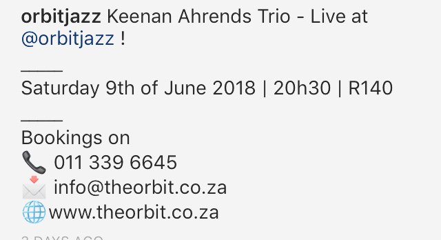 Keenan Ahrends South African #jazz # jazz guitar #Joburg #orbitlounge . Saturday , 7 June 2018, 20:30 . R 140