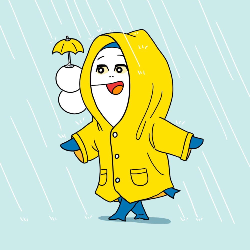 rain solo umbrella smile open mouth holding raincoat  illustration images