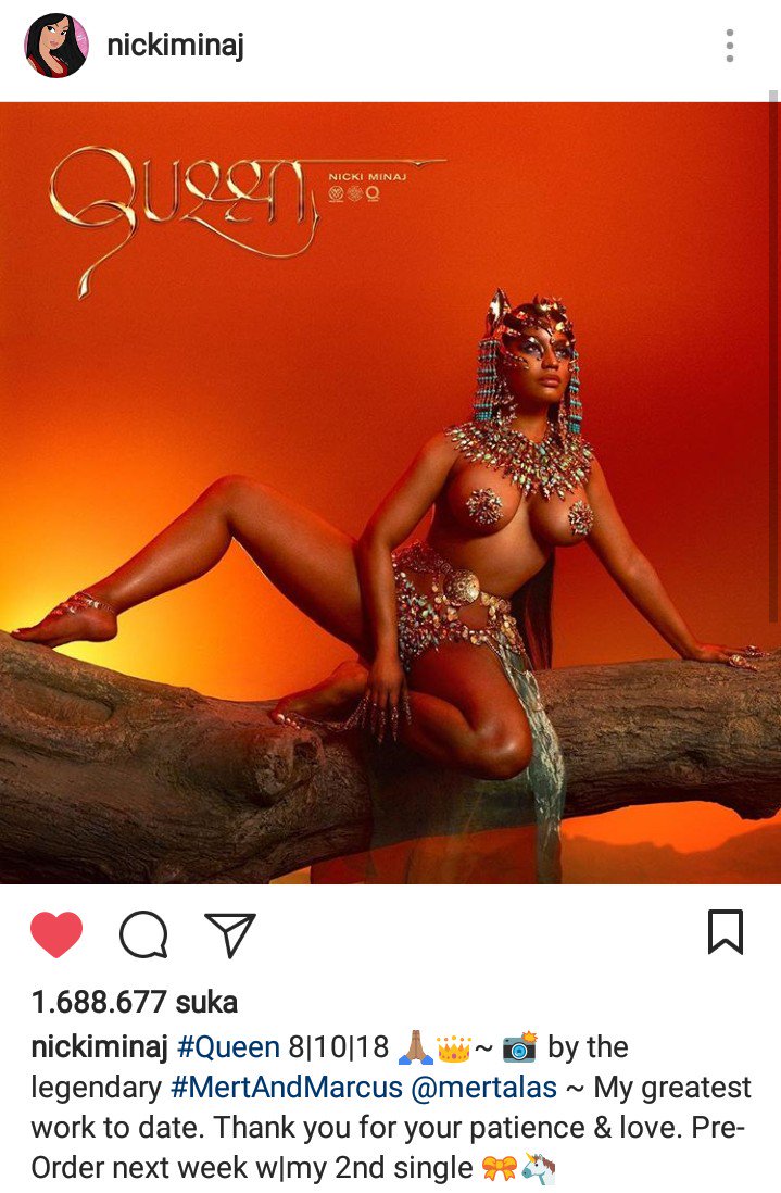 Copgi_'s tweet photo. Seorang Nicki Minaj aja udah share art albumnya "Queen". Padhl rilis resminya masih oktober nanti. Semetara Nyai @agnezmo.....? Auk ah.... ππ
#RIPGogon
#saveAGNEZMO https://t.co/PLIjPcWNu6