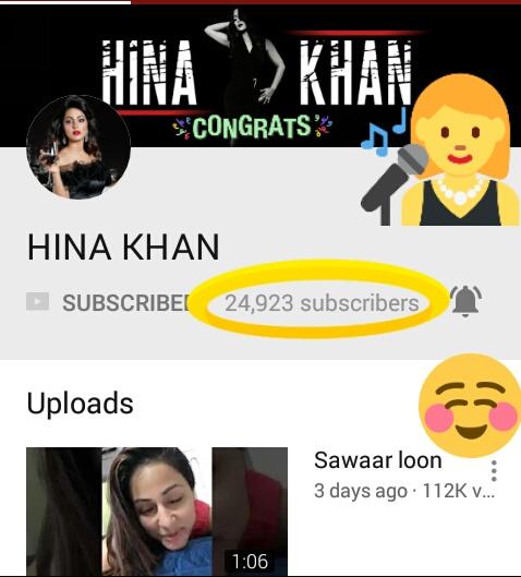 Manisha90294538's tweet photo. It's #1Week ago @eyehinakhan Started her #YouTubeChannel &amp;Now it's getting #24kSubscribers (24923)&amp;Soon bcme #25k.#Sawarloon gt #112kView only in #3days, #IkKudi #190kView bth songs r Highst Views now.#Raazi #39kView Still on.Amzng Sngng of #MyWouldBeSinger Rckng #YouTube See Di https://t.co/KSVk3jZiZS
