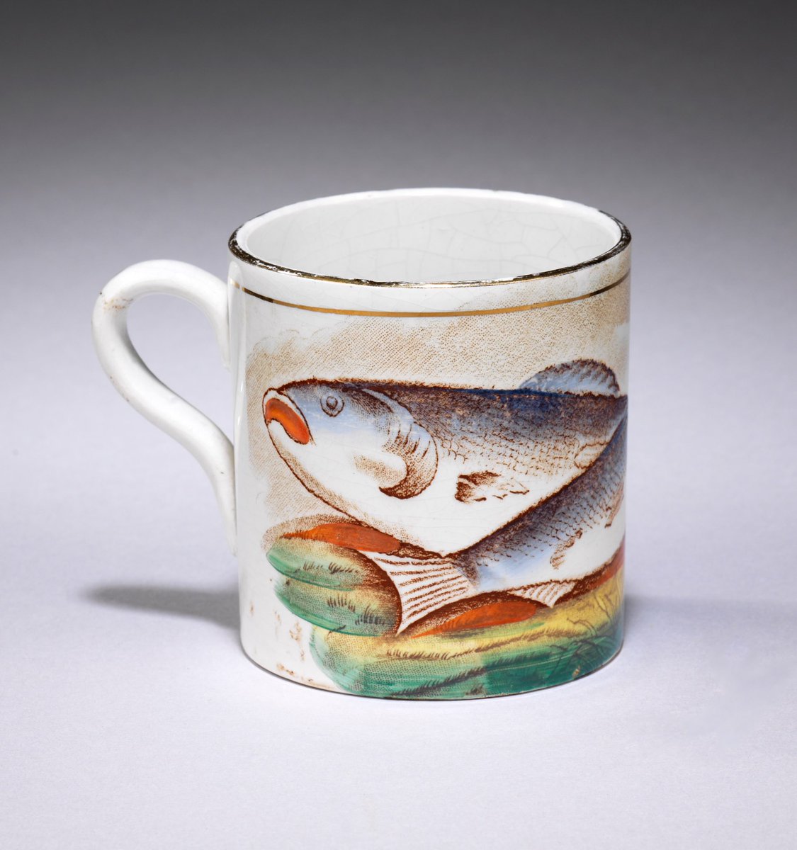 RYAntiques's tweet photo. Potd...........Friday is fishing day! Naive transfer printed pottery fish mug, c.1880. #fish #fishmotif #angling #freshwaterfishing #fishing #flyfishing #riverbank #watersideliving #chalkstream #naiveart #primitiveart #artcollecting #crosscollecting #BADAselects https://t.co/YZWqanQEQS