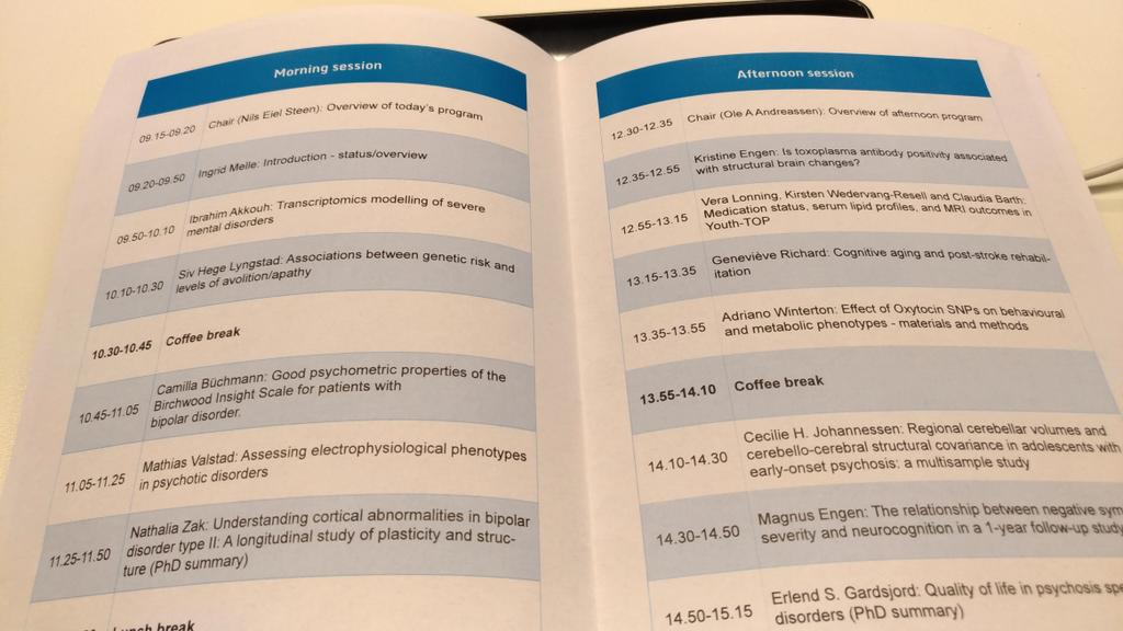SFFNORMENT's tweet photo. Annual TOP-day kicks off. Great program with presentations form our top PhD candidates #NORMENT https://t.co/c2QcZnwmTs
