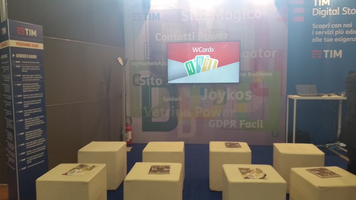 MarcoGMarchesi's tweet photo. Pronti per il primo speech di oggi, nello stand Tim/Olivetti sull'evoluzione del punto vendita. @OlivettiOnline @TIM_Official @smaunotes #SmartRetail #WCards #Olisignage #Nettun@Cloud #CashRegister4.0 #innovazione https://t.co/Rv9TdV8RU7