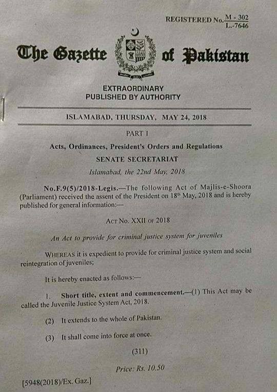 CRMPakistan's tweet photo. Notifications JJSO and ICT Child Protection Acts, 2018 https://t.co/rvZ7X4M3AN