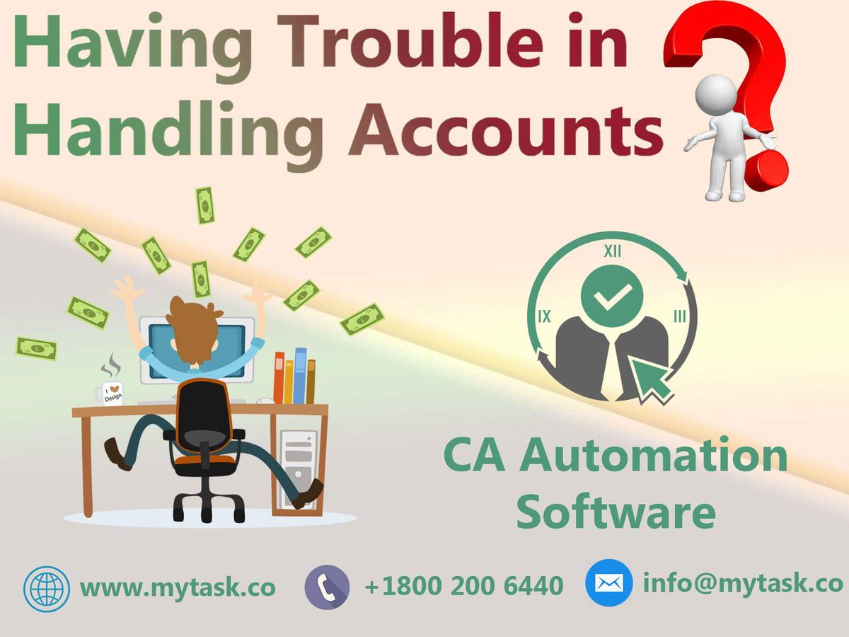MyTaskApp's tweet image. Having a lot trouble in handling #financial accounts?
We provide you the best #CA #automation software for all of your #business related financial problems.

#casoftware #chartedaccountant #employeemanagement #erp #financialmanagement #taskmanagementsoftware #taskmanagement