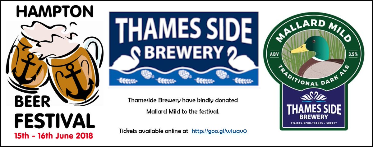 HamptonBeerFest's tweet photo. We're looking forward to welcoming @thamessidebrew back to the festival this year. They are kindly donating Mallard Mild.
Why not take advantage of our Father's Day offer? This and all other tickets available at https://t.co/ILH0uypGfy https://t.co/5IOjJsKTjK