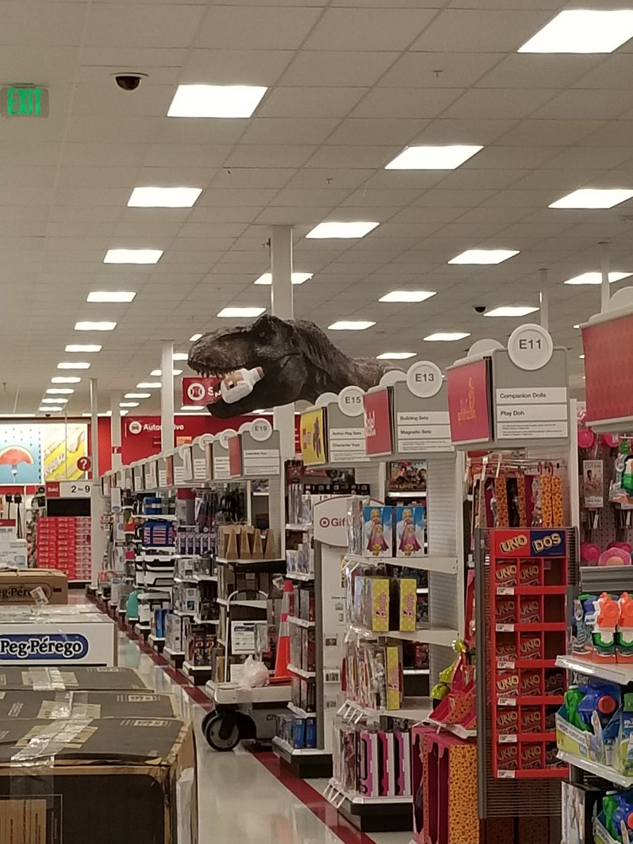 Attention Target team members and guests! beware there has been a t-rex sighting @ #T2847 enter at your own risk!