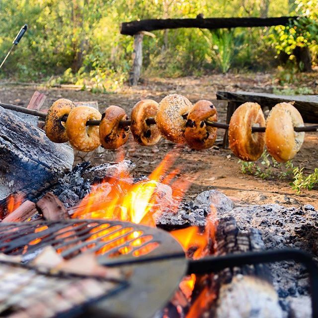 FireCookEat's tweet photo. Breakfast anyone? Courtesy of @firetofork He’s always got something amazing cooking over a fire!
・・・
Bagels, bacon and a brew. My kind of morning.
.
.
————————————
Tag us in your adventures, we want to see what you’re cooking! #firetofork
———————————… https://t.co/OTfI9T1PCO https://t.co/Fnv72HY6D4