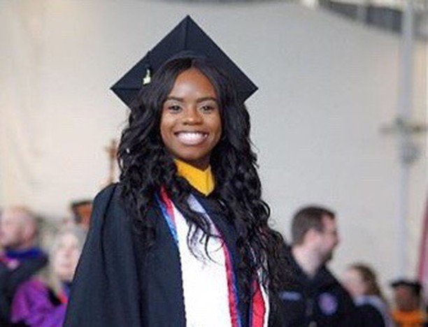 SFCALUMNI's tweet photo. Congratulations to our Graduate of the Day: Telequa Thompson. We are proud to have you as our alumna! #SFCGrad2018 #gradonthewater https://t.co/LBOJ9bTUPU