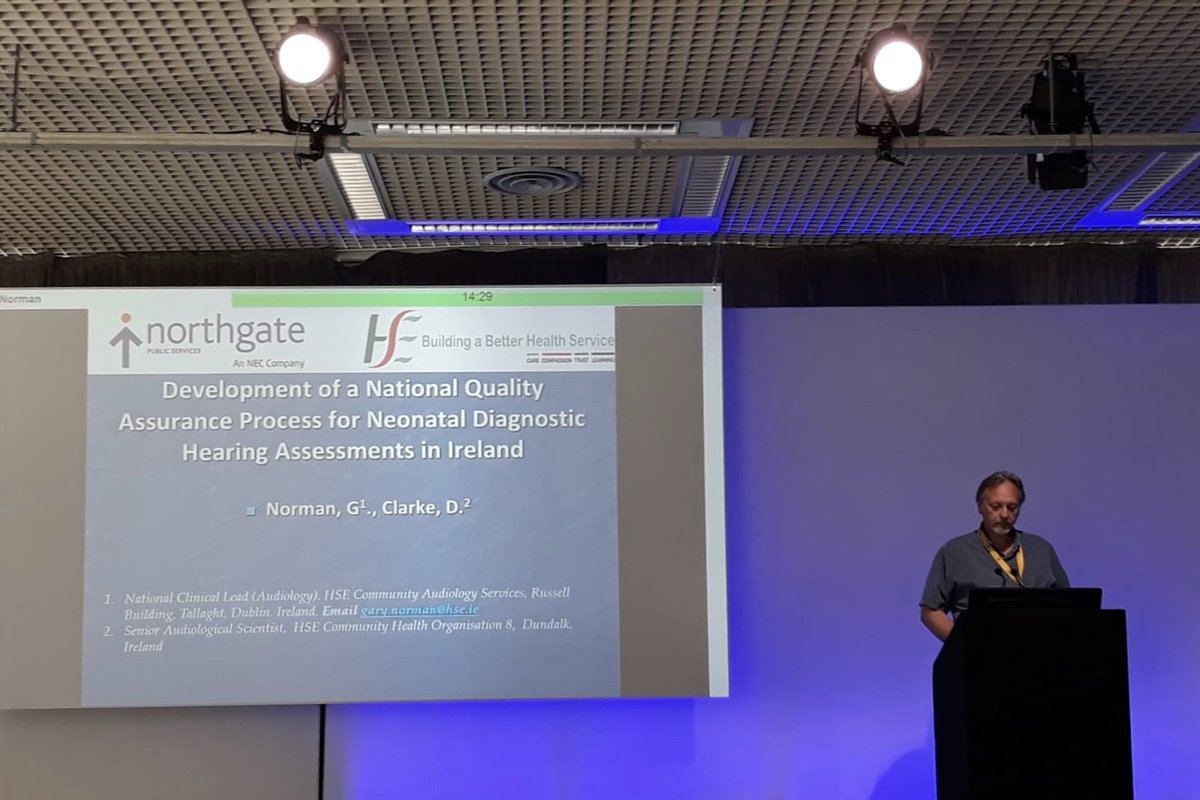nec_sws's tweet photo. Gary Norman at #Heal2018 presenting the NPS delivered screening
service and the use of Peer review service in Ireland.
#PublicHealth #NewbornHearing #HealthScreening https://t.co/t5yeHhsMfc