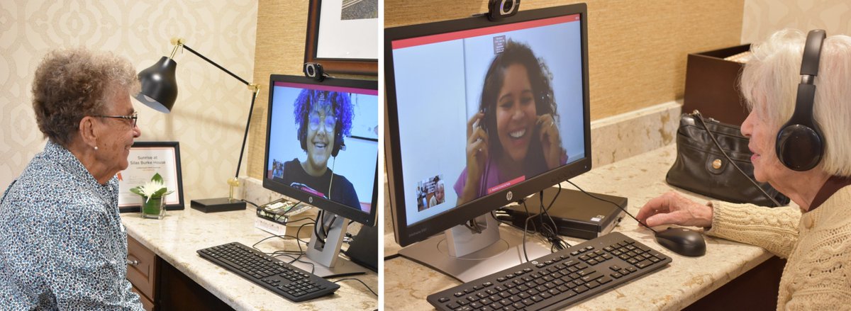 SunriseSrLiving's tweet photo. Sunrise at Silas Burke House, VA, residents are participating in a new activity: Speaking Exchange! In this program, students in Brazil practice their English by talking with residents via webcam. #LiveWithLearning https://t.co/tnFqhQWth8 https://t.co/aLwpUJTyvy