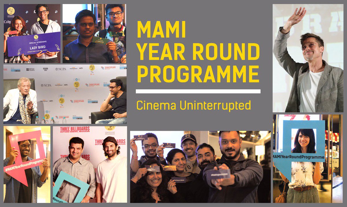 MumbaiFilmFest's tweet photo. 2 years, over 7000 members, 44 premieres, 3 conversations, 4 workshops &amp; 1 Brad Pitt
😋Our Year Round Programme has had a hell of a journey so far &amp; we're just getting started! Taking meaningful cinema far &amp; wide with #MAMIDelhiEdition. Register today! 

https://t.co/mM7jxO9iH0 https://t.co/RJXtU1q7fA