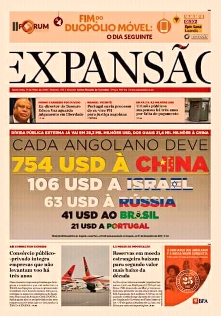 Angola is so indebted that at the last estimate, every Angolan owes $754 to China. Angola's debt to China is more than 7 times what’s owed to the next c…