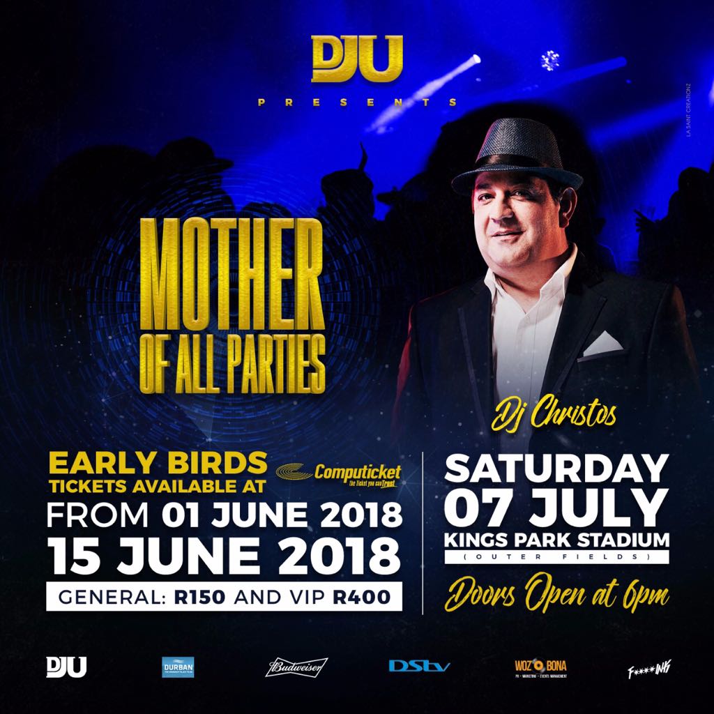 Sbuvava's tweet photo. DJU @DJFreshSA @VinnyDaVinci @GregMaloka @djchristossa &amp; @OskidoIBelieve presents: THE MOTHER OF ALL PARTIES this Durban July @ KINGS PARK STADIUM

#DJUMotherOfAllParties tickets available at Computicket now from R150 https://t.co/wBqF012tLh