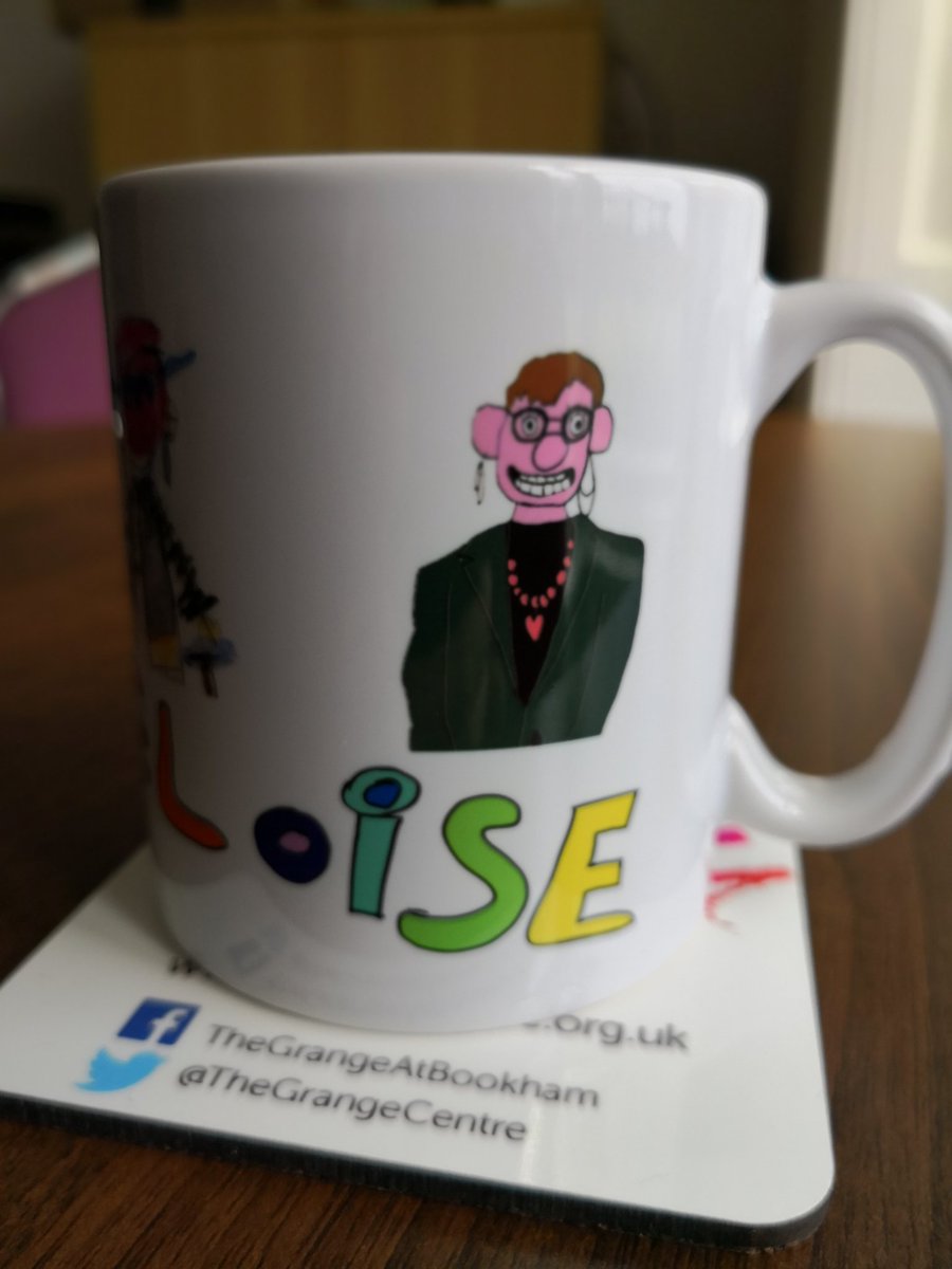 GrangeCentreCEO's tweet photo. We have a mug-making mini-business here at @TheGrangeCentre. I challenged the team to make me a mug for work, and here it is. What a great way to start the day: caffeine, colour and a reminder that others see me very differently. Why not order mugs for your club or workplace? https://t.co/GhajJOQaz7