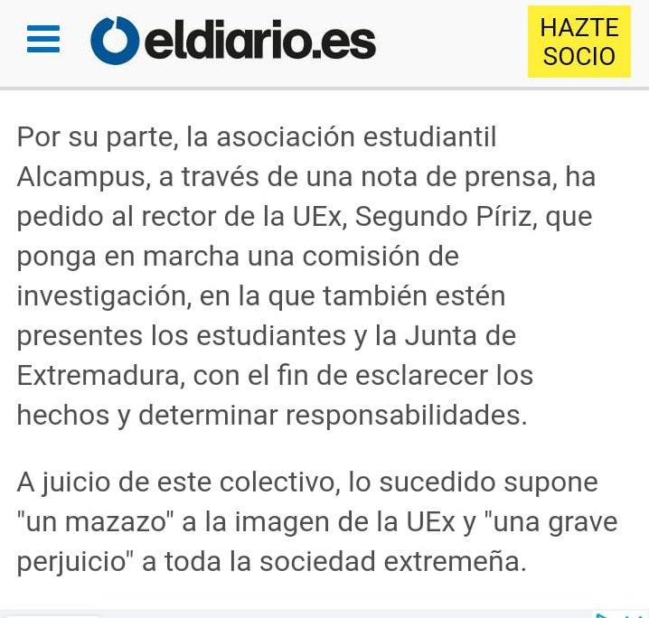 Hoy los medios se hacen eco de lo ocurrido en la uex: 
Como siempre, lxs estudiantes siempre pagando las cagadas de la universidad. 
¡Vergüenza!