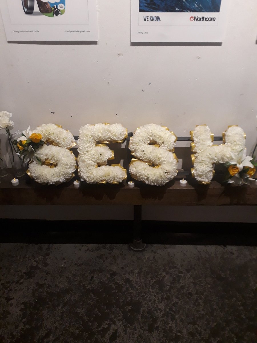 OliviaCRDowning's tweet photo. Paying respects with the students at @LAUCreativeAd degree show - despite the morbid theme, the work was more than lively! #RIPsesh #foreverinourhearts https://t.co/M1VKRn4IwO