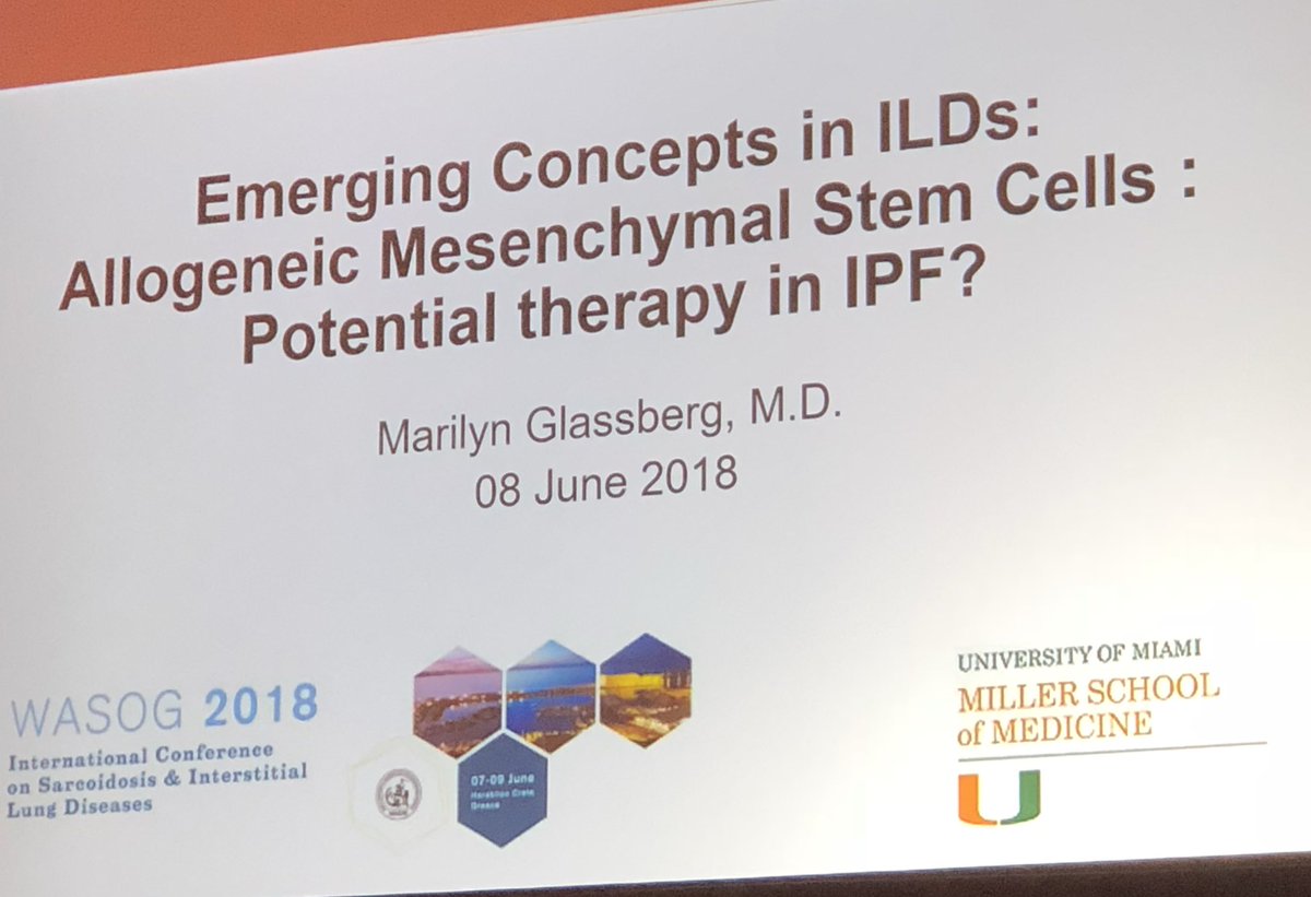 MichiganILD's tweet photo. Prof. Glassberg: MSC therapy in IPF. We aren’t there yet. Preclinical data are interesting but can’t endorse it for use in humans. #WASOG2018 https://t.co/Uwhe89uMF6