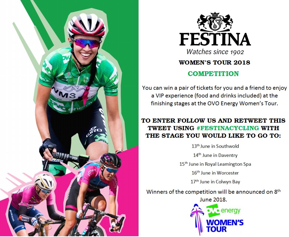 Only a few hours left until we announce our winners! Don't miss this opportunity and retweet this to win tickets!
#festinacycling #ovoenergy #VIPcycling #Cycling #festina #TourSeries2018 #OVOTourSeries <a href="/TourSeries/">The Tour Series</a> <a href="/thewomenstour/">The Women's Tour</a>