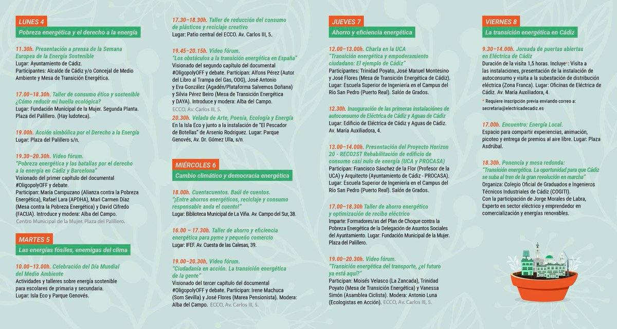 Transicion_E's tweet photo. HOY: Jornada de Puertas Abiertas en #EléctricadeCádiz, 17hs. Encuentro de energía local; 18.30hs. @jorpow hablará de las oportunidades de #Cádiz en la #transiciónenergética con especial hincapié en la creación de empleo. Os esperamos! #EUSEW2018 #CádizRenovable https://t.co/Vo9un7orqL